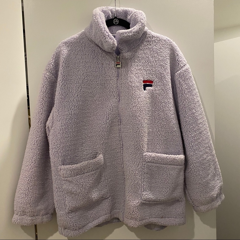 Fila light purple teddy jacket